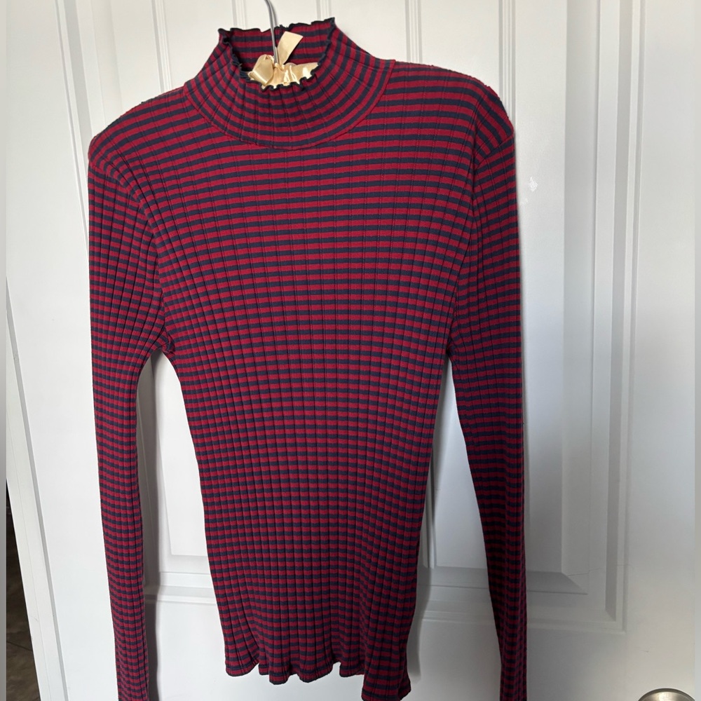 Worn once. J Crew ruffle turtleneck top.